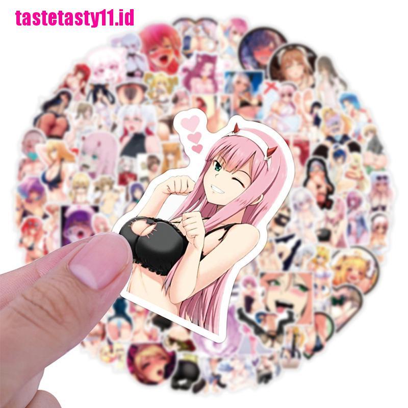 100pcs Stiker Desain Anime Girls Waifu DIY Untuk Motor Skateboard Laptop