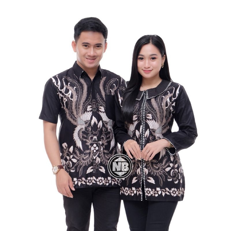 Aindra Batik Pekalongan Baju Batik Couple Pasangan Motif Burung Cendrawasih Hitam Zipper Jazz Terlar