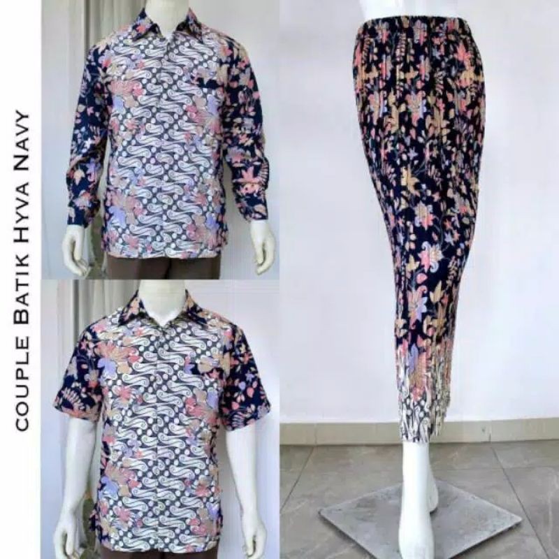 KEBAYA MODERN - COUPLE BATIK BUGENVILLE NAVY - COUPLE KEBAYA MODERN - COUPLE BATIK MURAH - KEBAYA