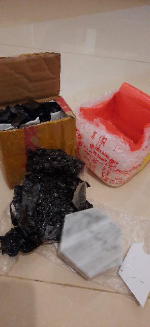 Carrara Hexagon Marble Coaster 10 Cm | Tatakan Gelas Marmer