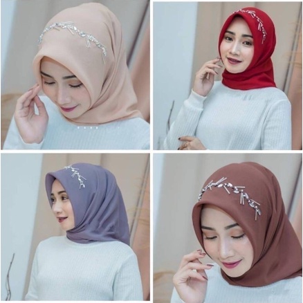 Hijab segiempat payet / jilbab payet mutiara / Hijab bellasquare motif payet mutiara