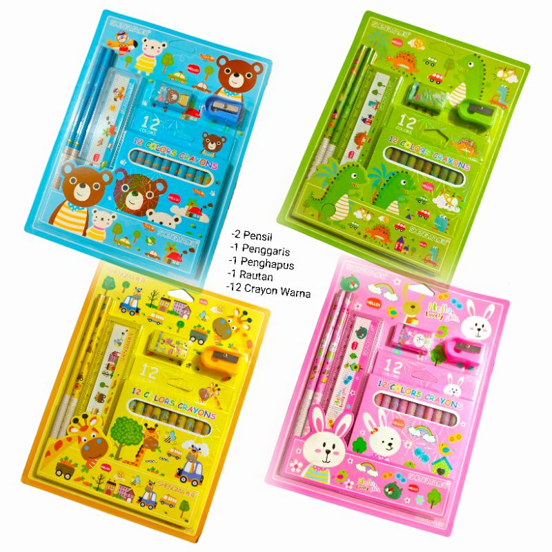 

Paket Alat Tulis / Stationery Set 5 in 1 Crayon Set