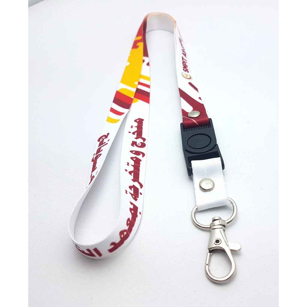 cetak lanyard custom desain, tali id card print sublim cetak 1 muka 1,5cm