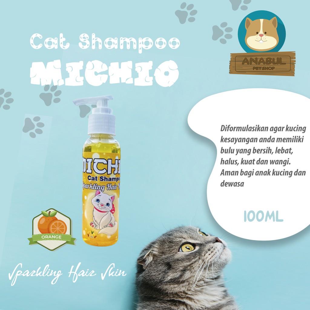 SHAMPOO KUCING &amp; ANJING 100ML MICHIO ANTI JAMUR &amp; KUTU BOTOL PUMP VARIAN STRAWBERRY JERUK APEL-BOTOL PUMP BULAT