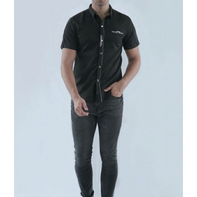 KEMEJA PRIA IMPORT LENGAN PENDEK KATUN STRETCH NXNITROX