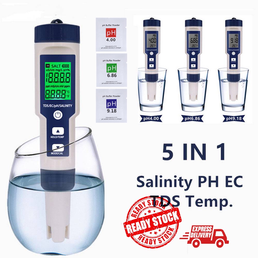 7 in 1 / 5 in 1  PPM tds/ec/ph/salinity/temperature meter digital Water Quality Tester Pena Peng PH/TDS/EC/ORP/SG/Salinity