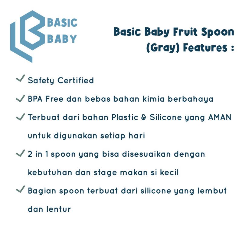Basic Baby 2in1 Multi Spoon : 2 Shape Sizes - Sendok Makan Anak