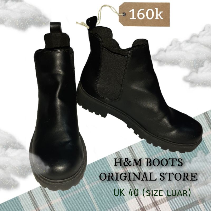 PRELOVED Sepatu Boots HNM H&M Original store sepatu boots wanita hitam branded angkle boots