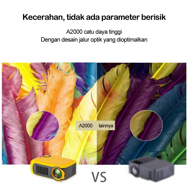 ❣️Garansi&amp;Hadiah❣️Mini Projector A2000 Full HD 1080P Video Projector 800 Lumens Portable PAKET LENGKAP ORIGINAL