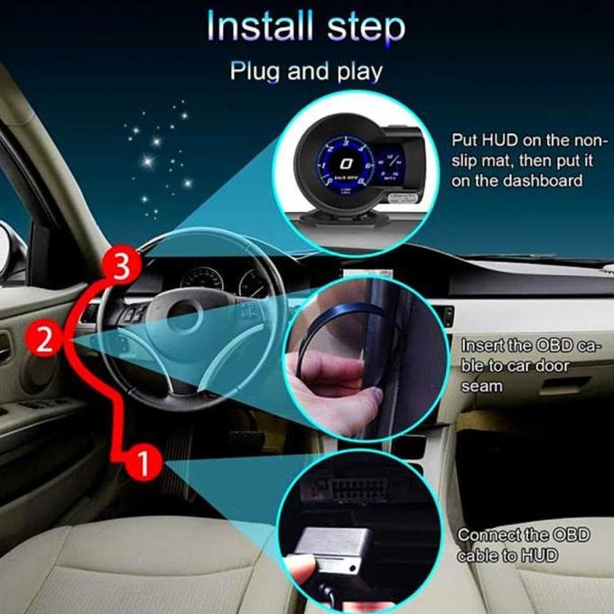 Head Up Display Hud Obd2 Speedometer Digital Obd Ii F8 Rpm Display