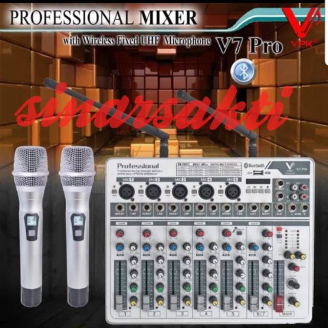 MIXER VPK V7 PRO ( 7 CHANNEL ) USB,BLUETOOTH  FREE 2 MiC WIRELESS