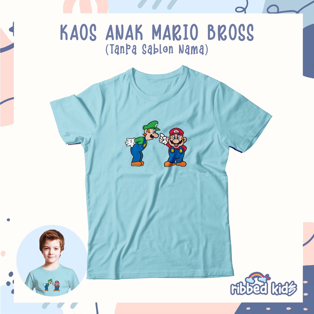 KAOS ANAK LAKI-LAKI KARTUN MARIO BROSS USIA 1-13 TAHUN by Ribbedkids