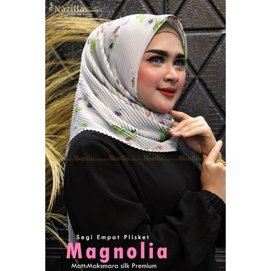 Jilbab Segi Empat Motif Plisket Polycatton Ori Nazilla-Magnolia Silver