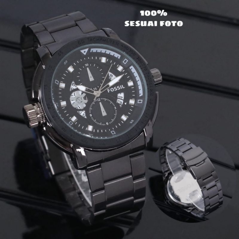 JAM TANGAN PRIA SPORT RANTAI HITAM  / JAM TANGAN PRIA CHRONO VARIASI
