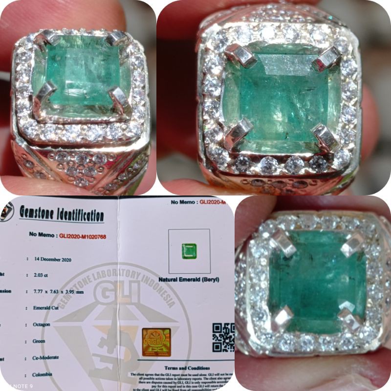 Natural Emerald Beryl (Zamrud) colombia ~ 2crat up ~ Memo GLI