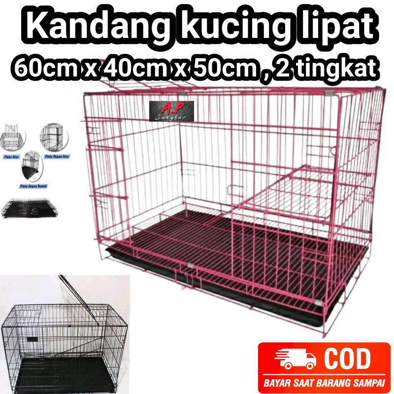 kandang hewan / kandang kucing lipat / kandang kucing tingkat 2 dan mini