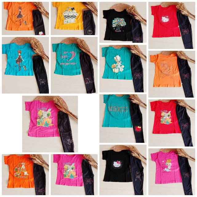 SETELAN FASHION ANAK  PEREMPUAN  KAOS  DAN LEJING SIZE S XXL 