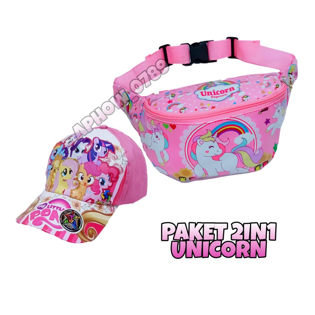 KSO_BAG - Tas Selempang WaistBag Anak Perempuan 2In1 Termurah Motif Carakter Kuda Poni Lucu