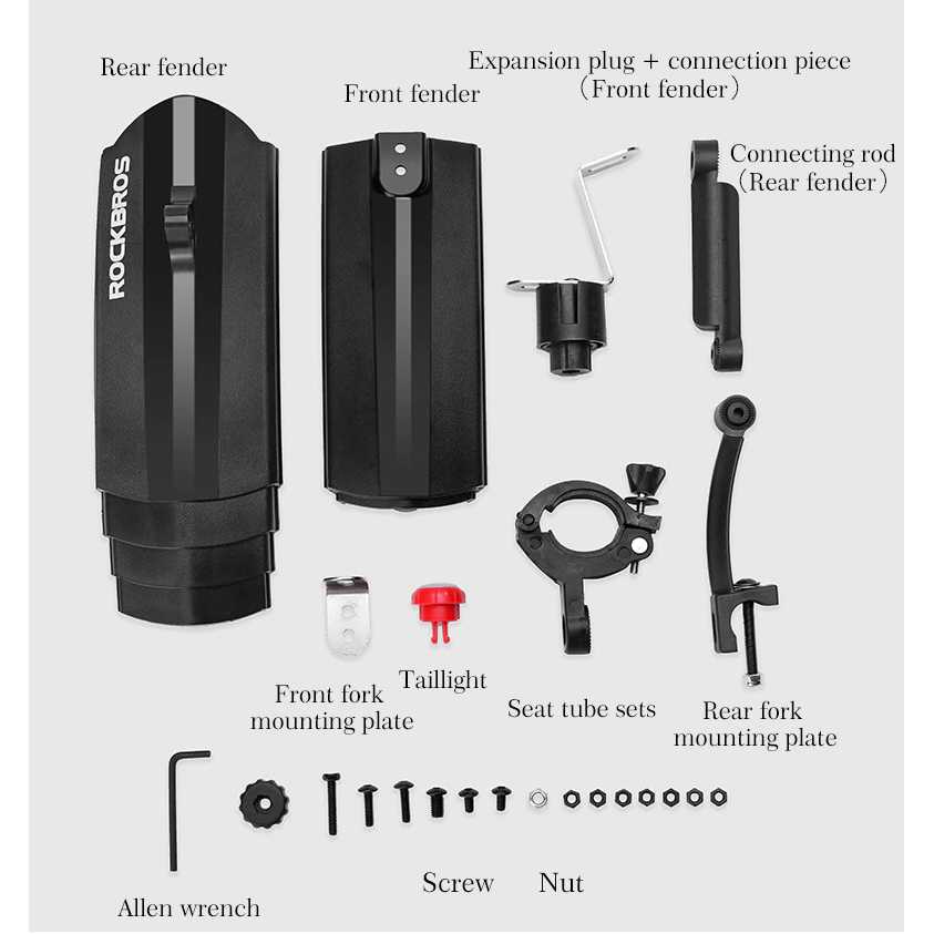 TG-IB Rockbros Spakbor Sepeda Telescopic Fender Tail Light - DNB-1001