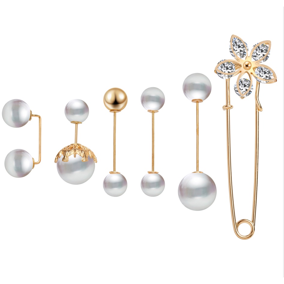 Pin Bros Bentuk Bunga Ikatan Simpul Mutiara 17km Untuk Aksesoris Perhiasan Pakaian-5