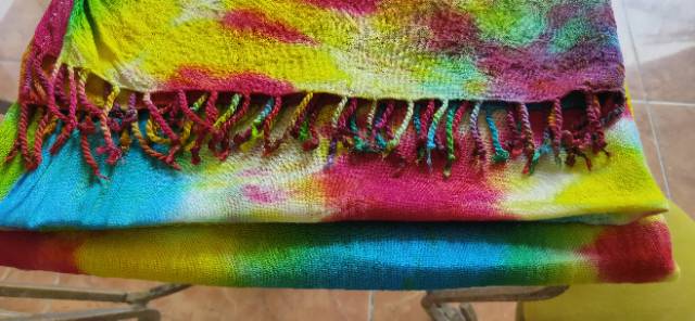 Syall tiedye rumbai bahan tenun