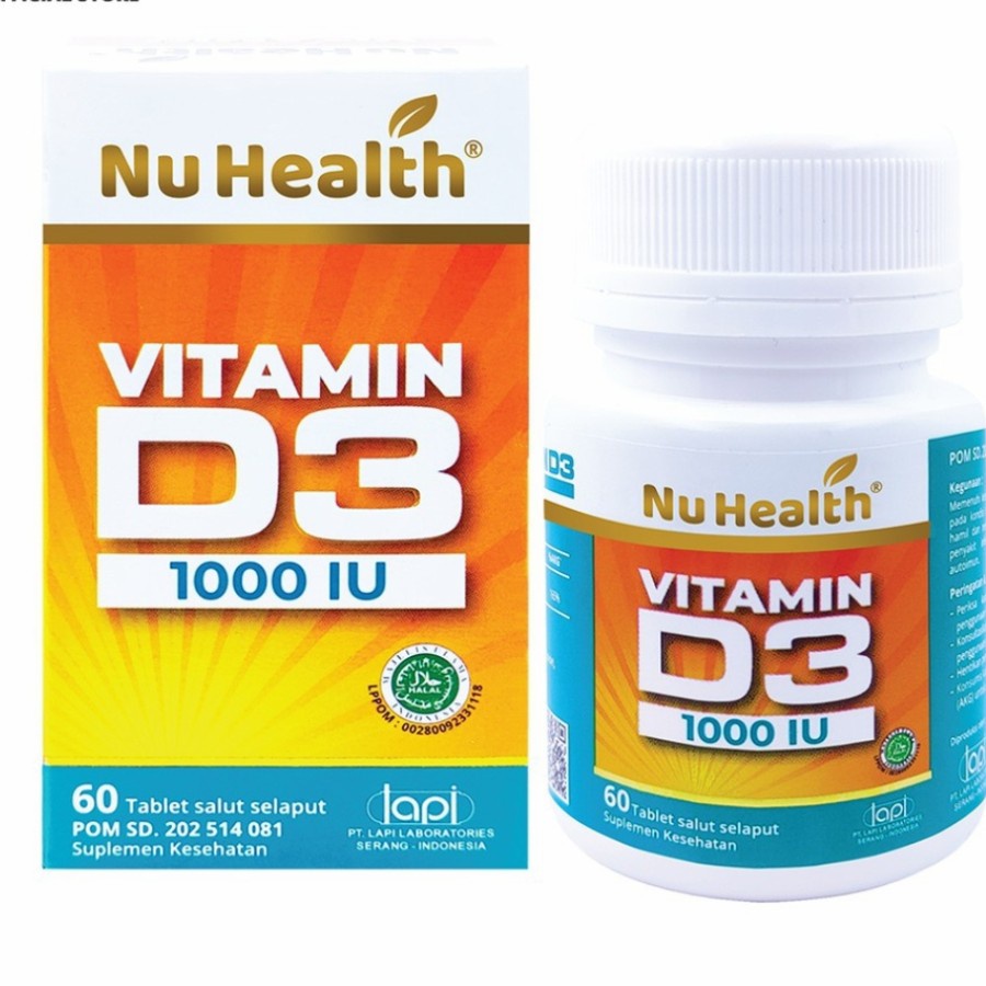 COD Nu Health Vitamin D3 1000 IU - Botol isi 60 Tablet-Suplemen Vitamin D