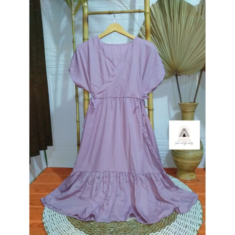 Daster Kimono Pendek || Daster Kimono Ruffle || Daster Kimono Polos || Dress Kimono || Daster ||-Lavender