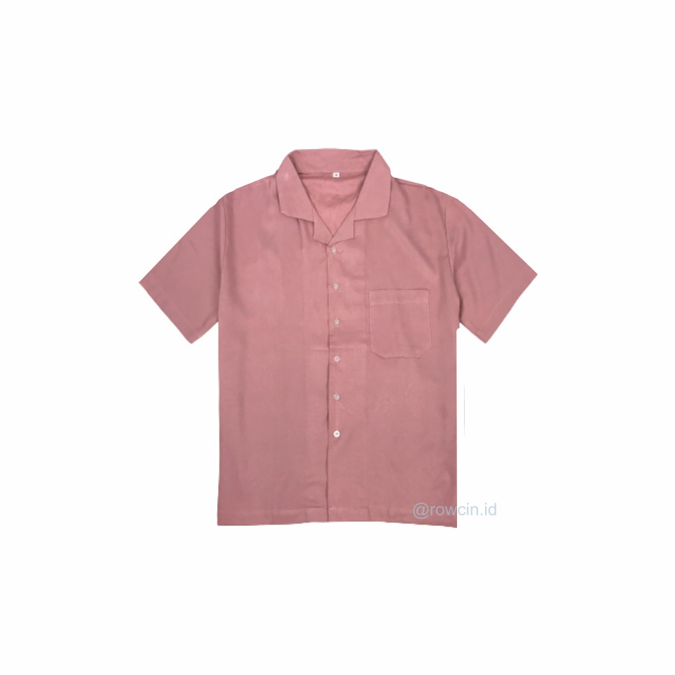 KEMEJA HAWAI POLOS UNISEX KATUN RAYON KEMEJA LENGAN PENDEK-Hawai Nude Pink
