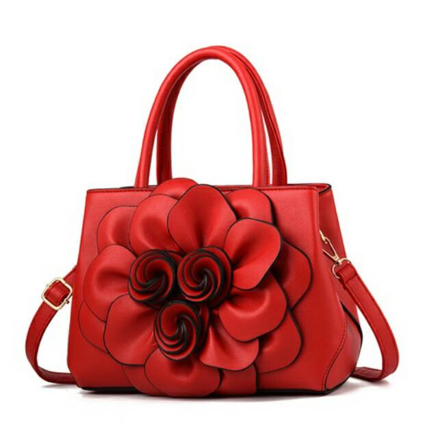YG97989-red Tas Selempang Rose Cantik Elegan