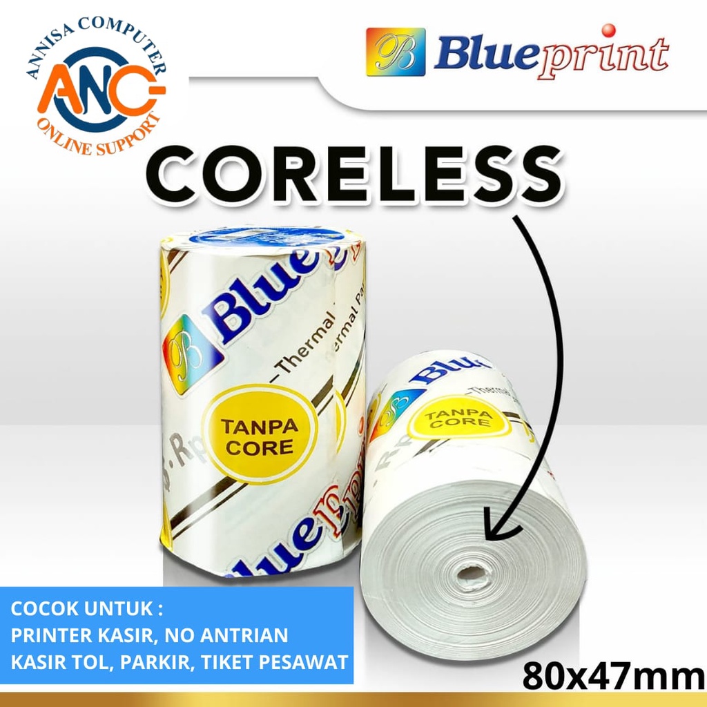 

Kertas Thermal / Kasir / Struk PPOB BLUEPRINT 80x47 1 Pack Isi 10 Roll
