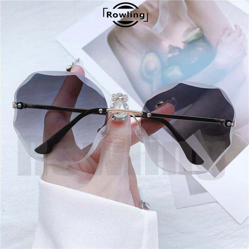 (Rowling) Sunglasses Wanita  Kacamata Hitam Titanium No frame Women Sunglasses New Arrival Import Kacamata Fashion-Ka-67 Abu-Abu