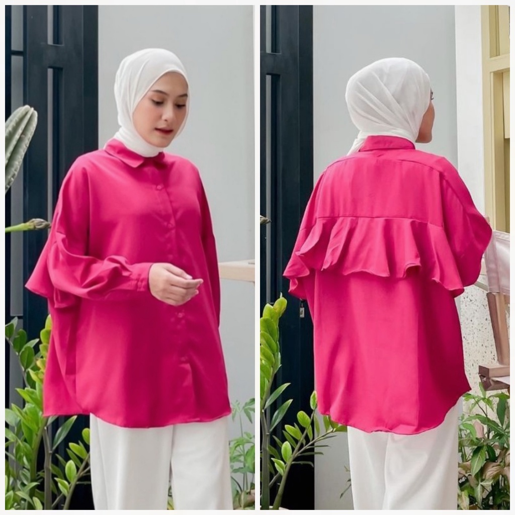 BACK Ruffle SHIRT OVERSIZE KEMEJA PREMIUM KATUN HIGH QUALITY100%ORIGINAL100%