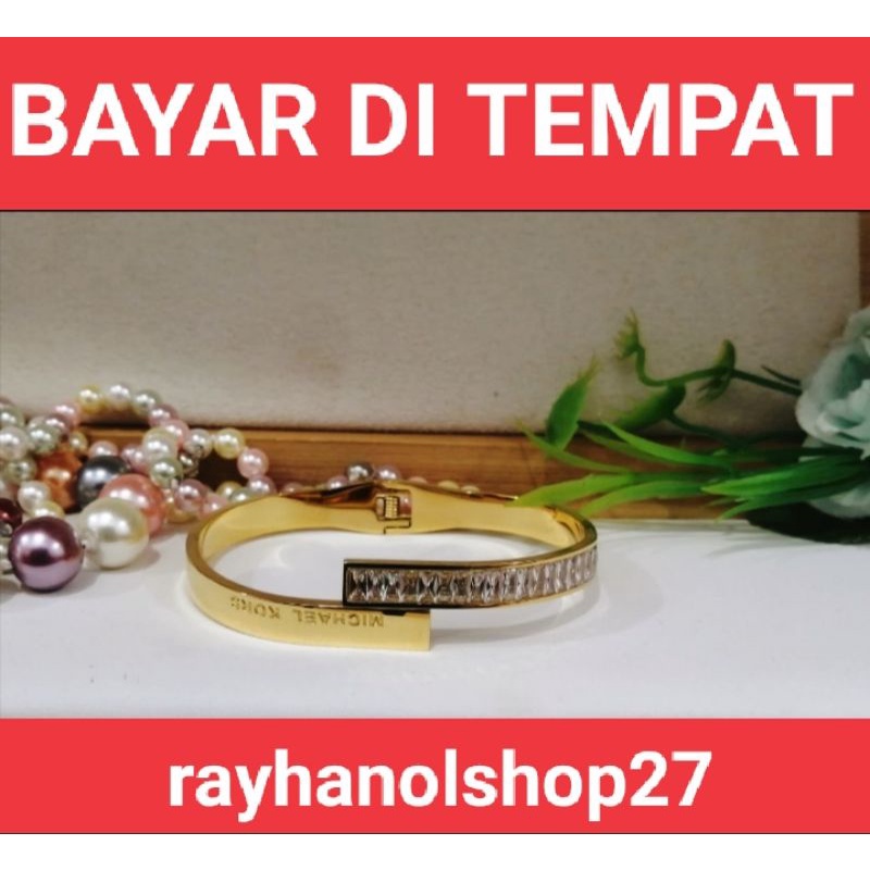 NEW TERBARU RO-27 GELANG TANGAN TITANIUM WANITA MOTIF PILIHAN LAPIS EMAS ANTI KARAT