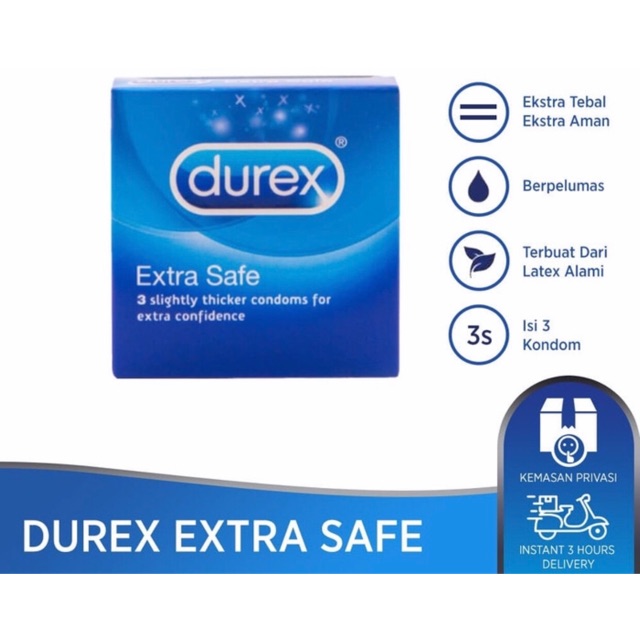 Kondom durex extra safe 3 pcs extra tebal extra aman ( privasi &amp; packing dijamin aman )