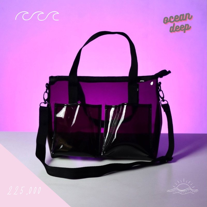 TAS TRANSPARAN HITAM WANITA KEKINIAN OCEAN CLEAR BAG