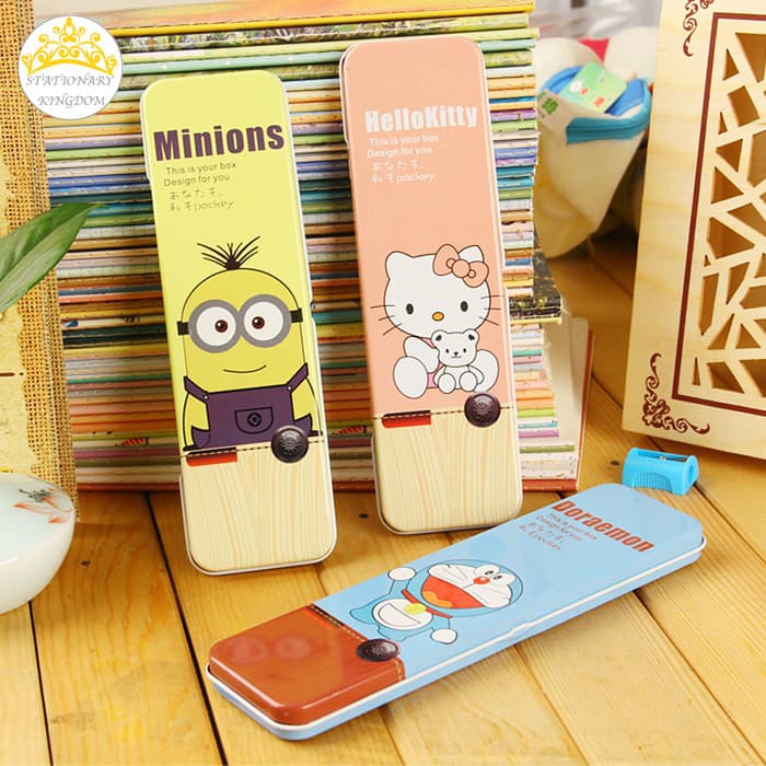 

kotak pensil doraemon minion hellokitty- kotak pensil anak - Merah Muda