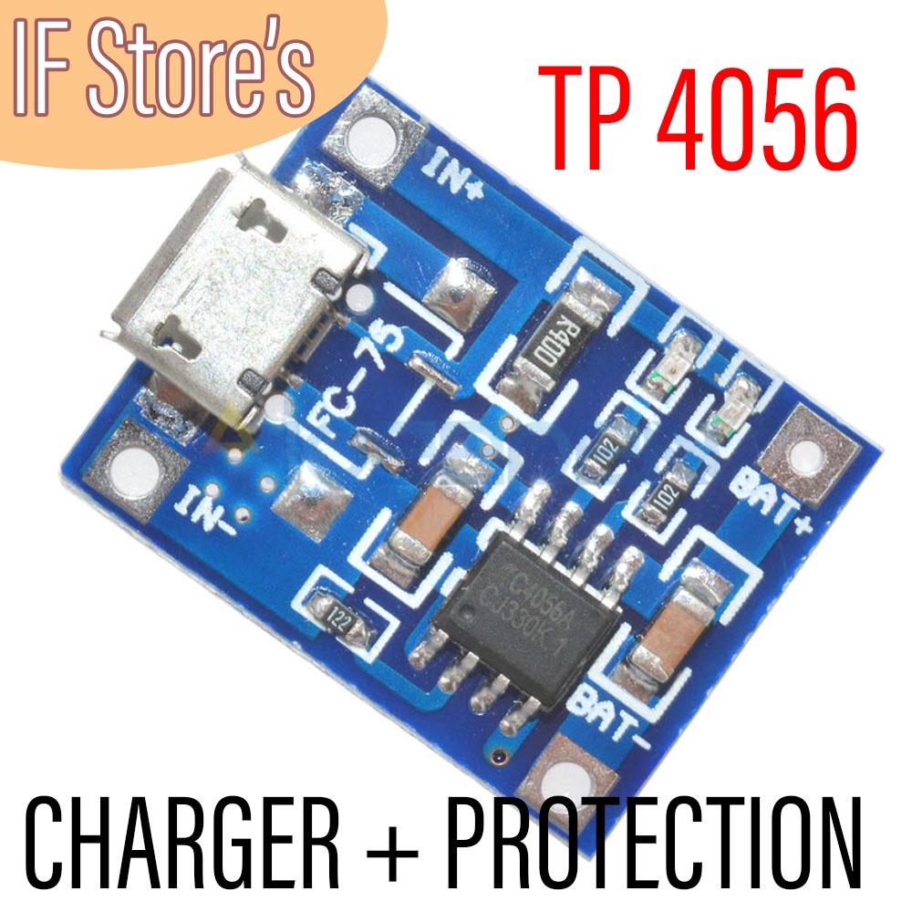 TP4056 Micro USB 18650 Lithium Battery Charging + Protection 5V 1A