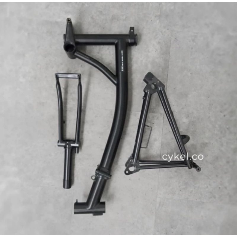 titanium frame set fork triangle electro plating black sepeda lipat folding bike