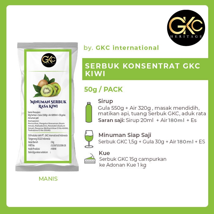 

Bubuk Sirup GKC "Rasa Kiwi" 50g