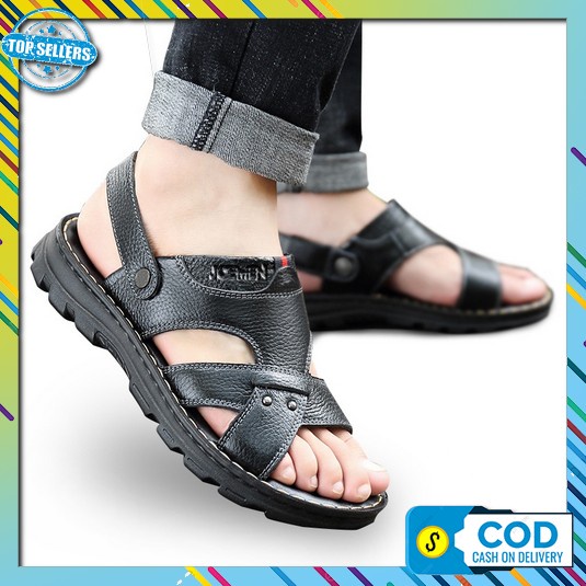 Sandal Sendal Jepit Kulit Pesta Santai Laki-Laki Pria Max Barens Fc02  Joemen Sandal Pria Kulit Joem