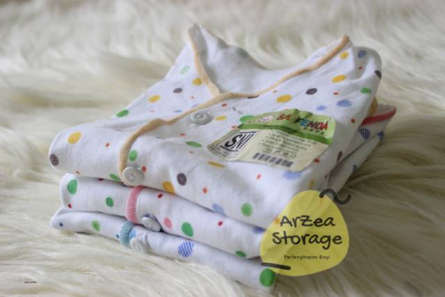 6 pcs baju bayi tangan pendek motip polkadot