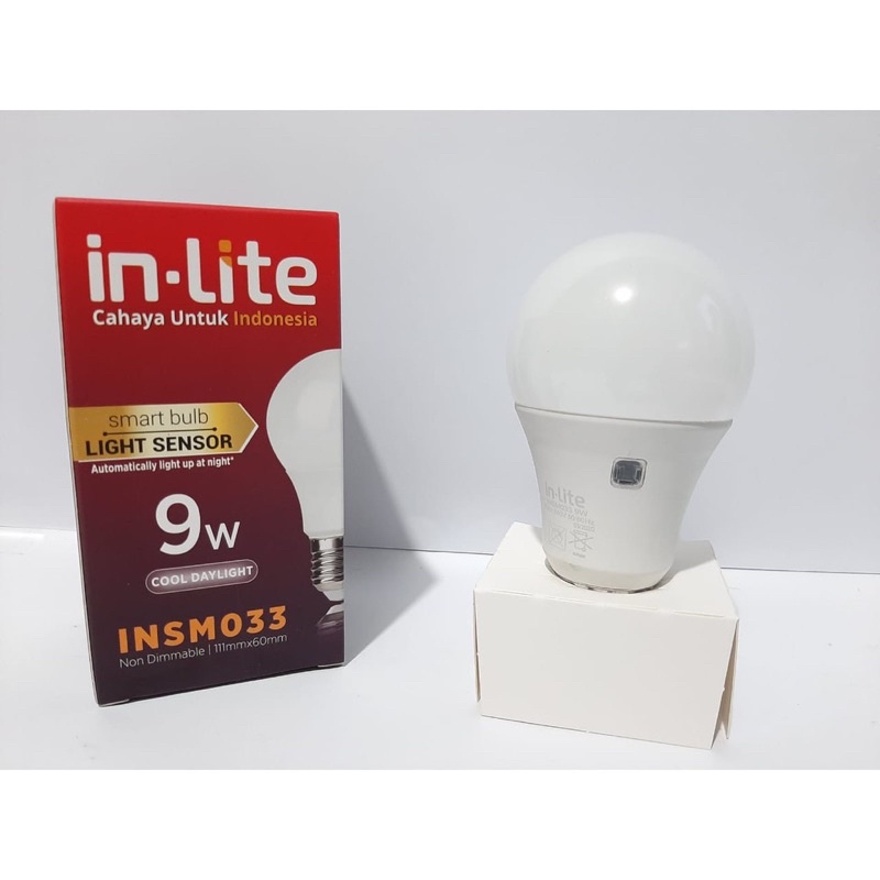 INLITE LED Lampu Sensor Cahaya 9 Watt / LED Smart Bulb Sensor PUTIH INSM 033