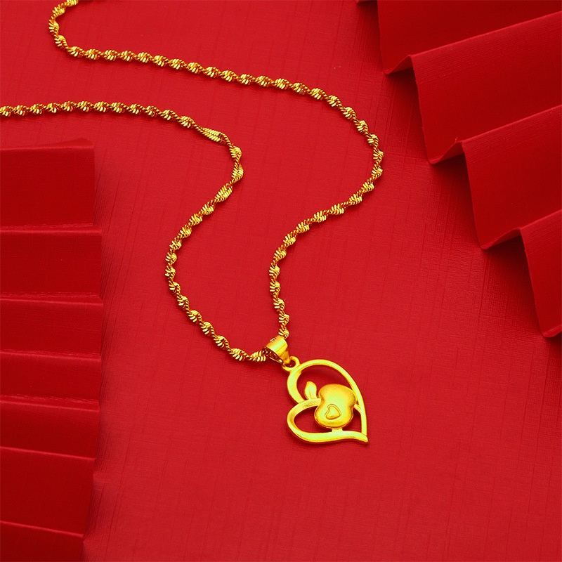 Kalung Dengan Liontin Bunga Hati Lapis Emas Emas Asli Kadar 375 Untuk Wanita