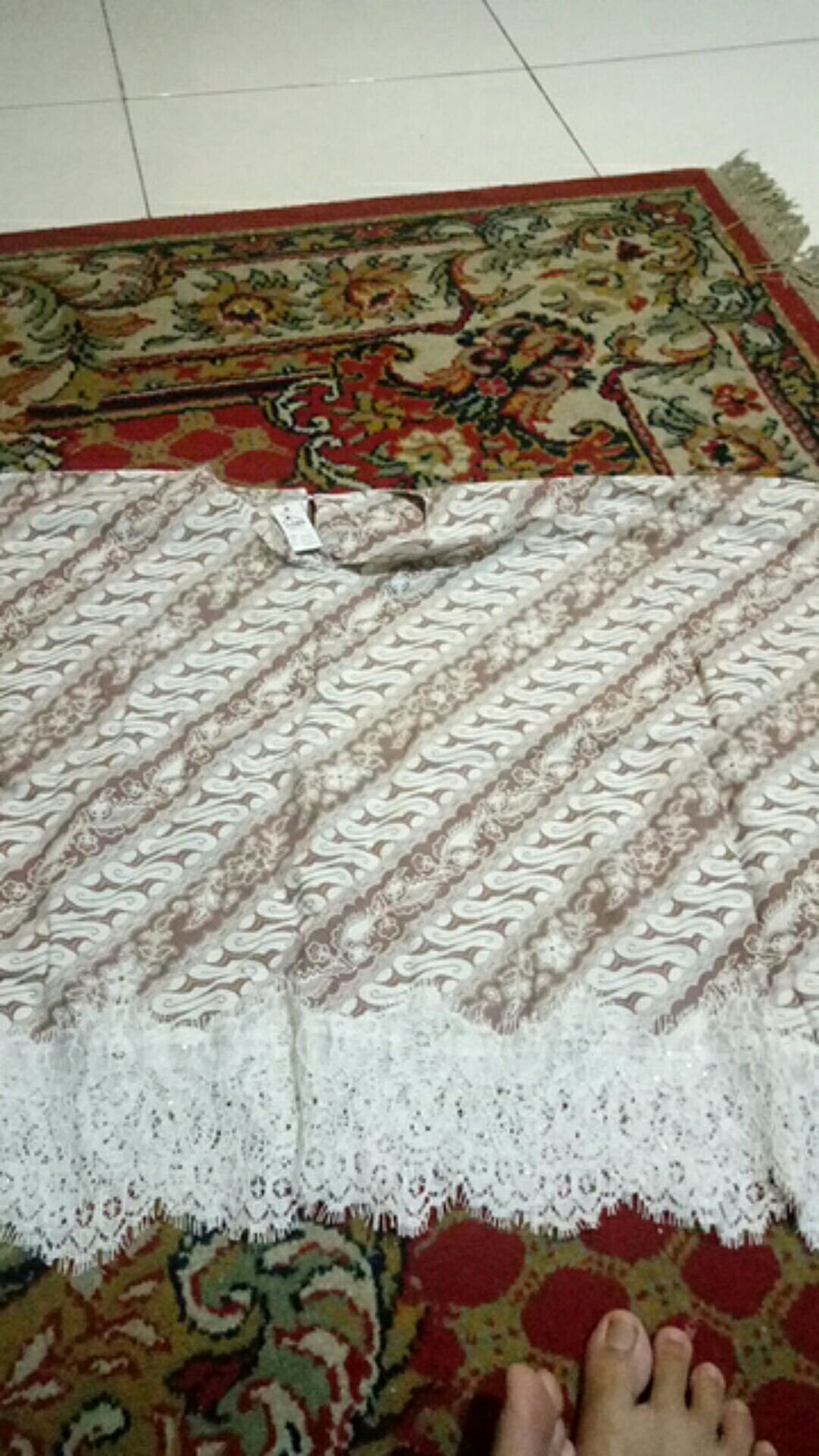 Blus Modern Batwing Batik Brokat Brukat Renda Jumbo Pastel Atasan Batik Soft Pesta Kondangan (seno)