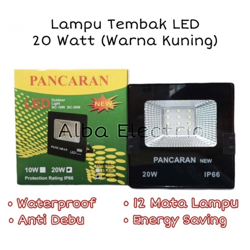 LAMPU SOROT LED 20 Watt PUTIH KUNING PANCARAN FREE BUBBLE WRAP Lampu Tembak 20 Watt Putih Kuning Lampu Tembak LED 20 Watt Kuning FREE BUBBLE WRAP