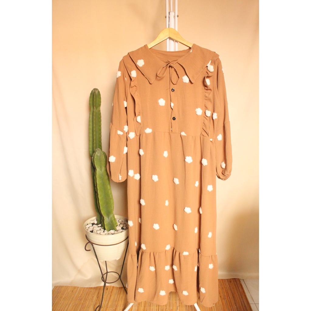 GAMIS PEREMPUAN CRINKLE POMPOM CANTIK/ MIDI BUSUI / BAJU WANITA MURAH KEKINIAN