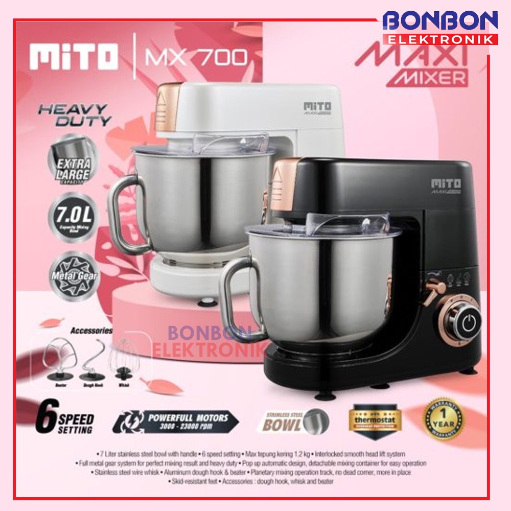 Mito Stand Mixer MX-700 / MX700 Stainless Bowl Mixer 7L