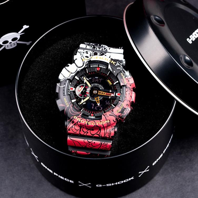 (B-IRU} (✓} Asli Jam Tangan Pria G-SHOCK X ONE PIECE ANIME ORIGINAL CASIO FULL SET PROMO  GA-110 LAM
