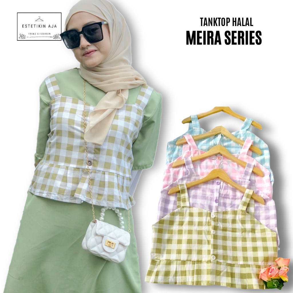 MEIRA Tanktop Halal Tangtop Wanita Korean Style Tanktop Tartan Kotak Tanktop Hijab Murah