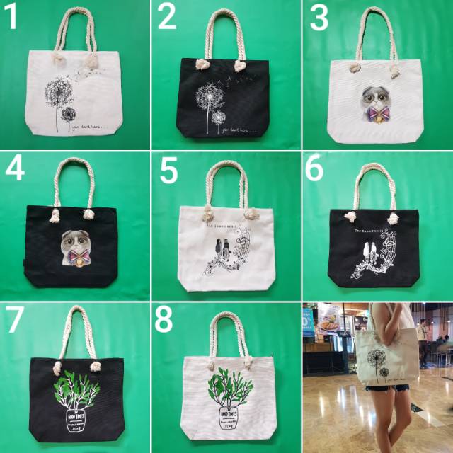 Totebag Canvas Tali Sumbu / Tas Tote Kanvas Kuliah Kerja MG-02